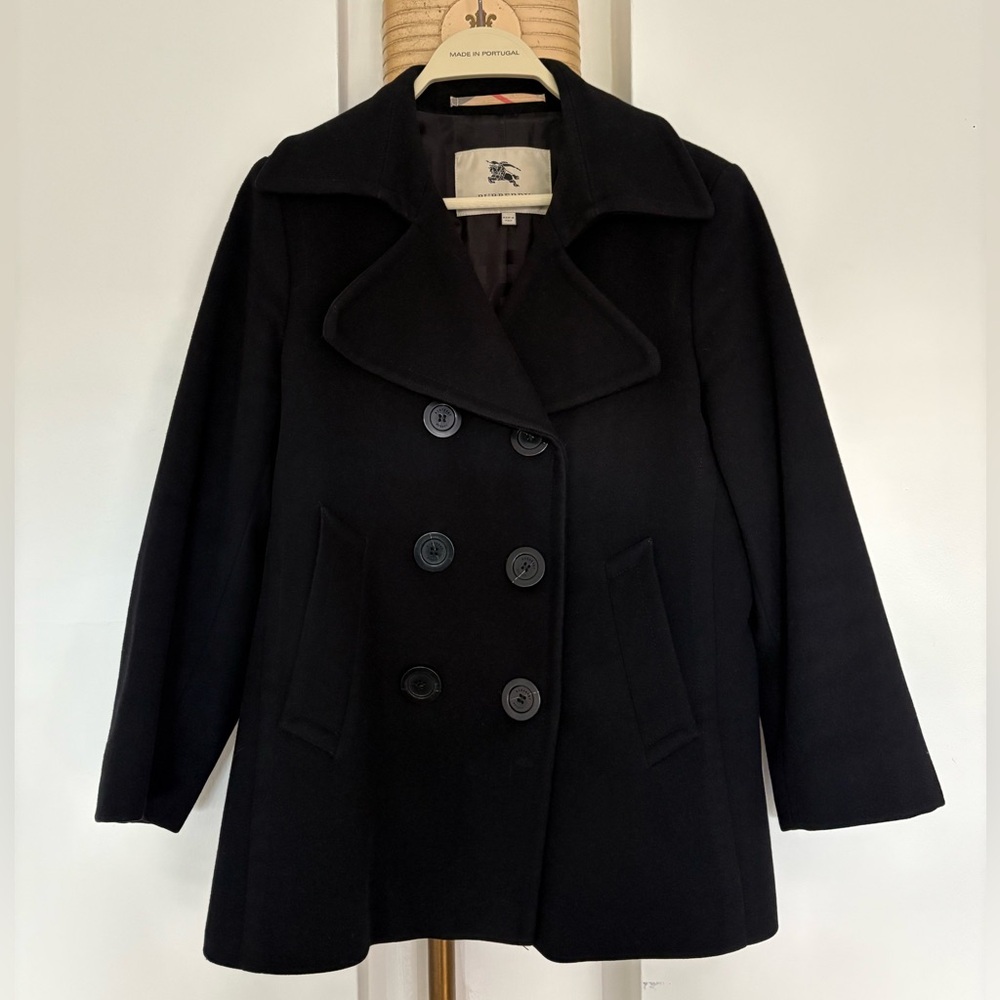 Burberry London Wool Cashmere Black Peacoat size XS